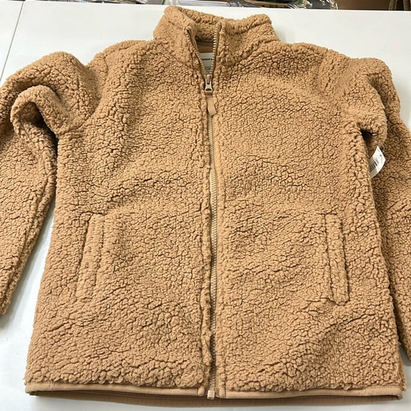 NWT Girls Faux Sherpa Fleece Teddy Bear Full Zip Jacket XL / 12 Brown - Picture 2 of 3